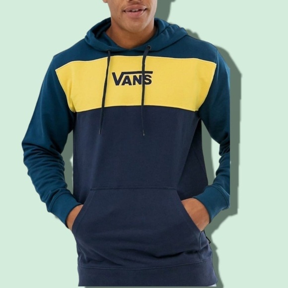 Vans  Vintage Style Colour Block Hoodie with Hood Script, Size M - Picture 1 of 9
